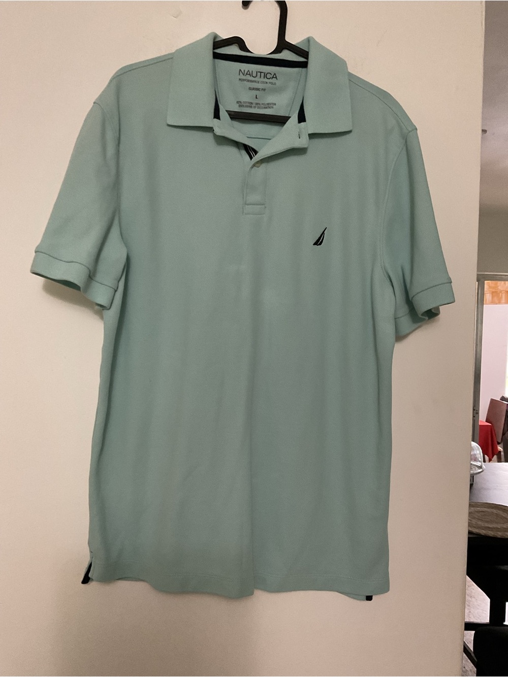 Nautica Men's Polo Shirt - Mint Green with Navy Logo